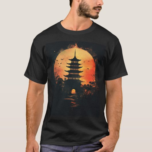 T-shirt Symbole logo de la pagode3 Art numérique (Devant)