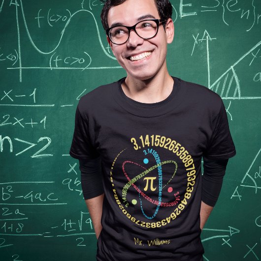 T-shirt Symbole mathématique Pi et Atom avec nom