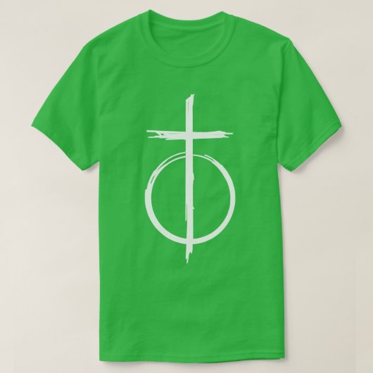 T-shirt Symbole minimal Virgin White Cross et Circle (Design devant)