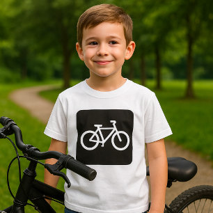 T-shirt Symbole minimaliste de vélo noir et blanc