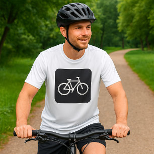 T-shirt Symbole minimaliste de vélo noir et blanc