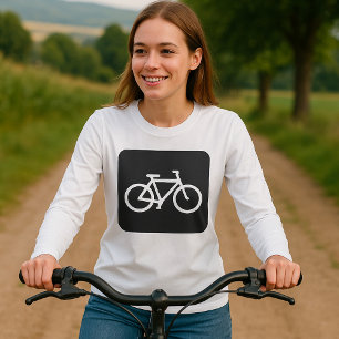 T-shirt Symbole minimaliste de vélo noir et blanc