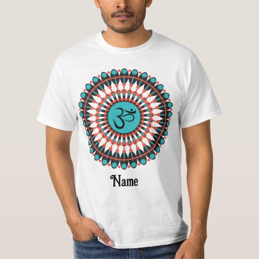 T-shirt Symbole Om de Mandala Spirituel Turquoise Customis (Devant)