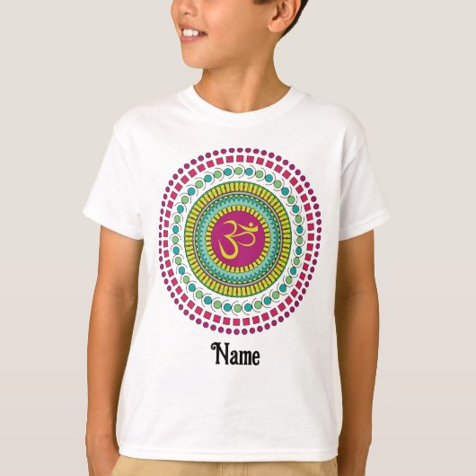 T-shirt Symbole Om de Mandala Spirituelle Rose Vert Custom (Devant)