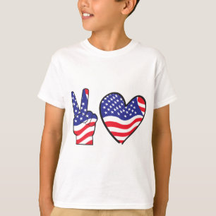 T-shirt SYMBOLE Patriotique DE LA PAIX ET COEUR