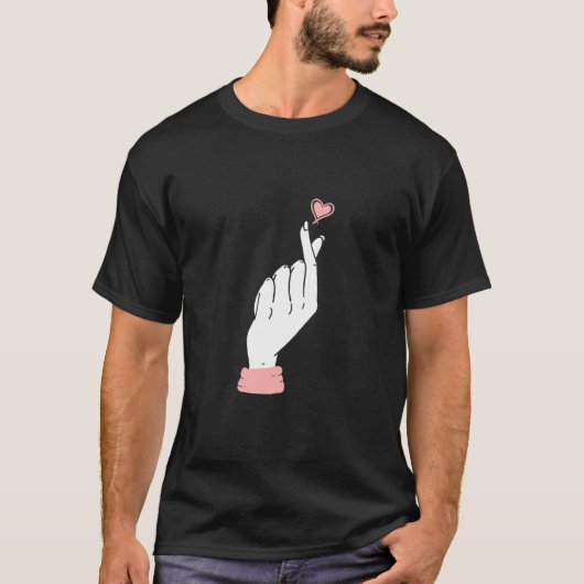 T-shirt Symbole pour K Pop Hand Finger Symbole Coeur Kpop  (Devant)