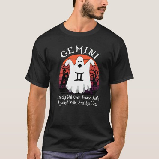 T-shirt SYMBOLE RÉtro Ghost Zodiac Gemini Costume Hallowee (Devant)