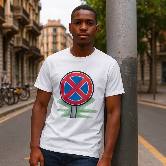 T-shirt Symbole rouge bleu de la route de stationnement