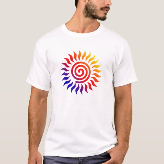 T-SHIRT SYMBOLE SPIRAL DU SOLEIL TRIBAL COLORÉ (Devant)
