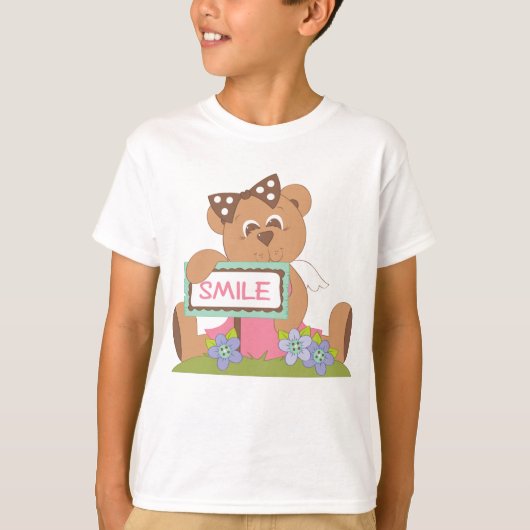 T-shirt Symbole Teddy Bear with Bow Holding Smile (Devant)
