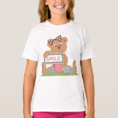 T-shirt Symbole Teddy Bear with Bow Holding Smile (Devant)