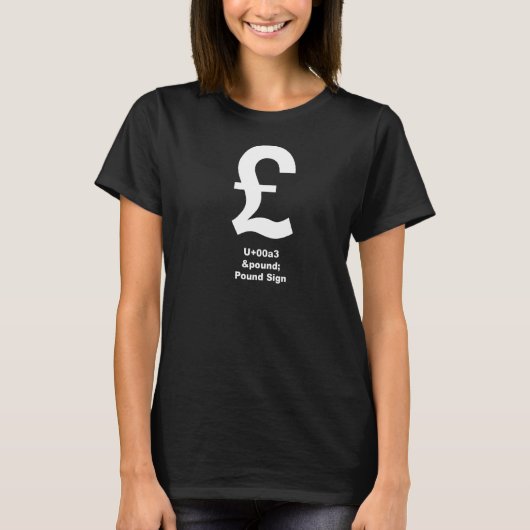 T-shirt Symbole Unicode U+00a3 Livre blanche (Devant)