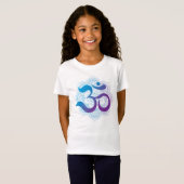 T-Shirt Symbole violet et bleu Om Mandala Flower Kids (Devant entier)