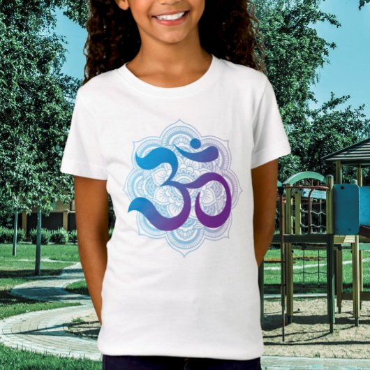 T-Shirt Symbole violet et bleu Om Mandala Flower Kids