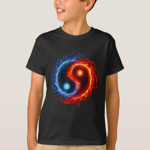 T-shirt Symbole Yin Yang de Feu et d'Eau Équilibre Tai Chi