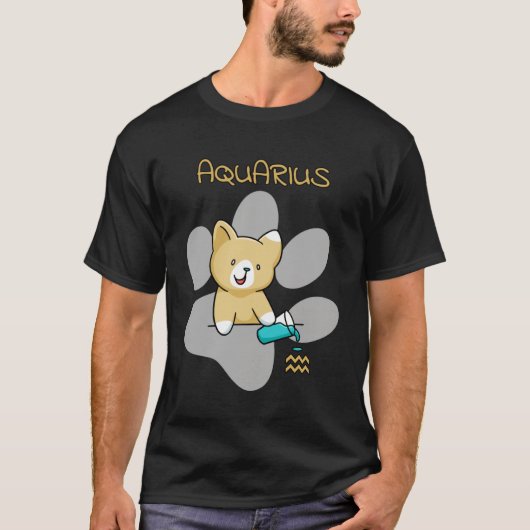 T-shirt Symbole Zodiaque Aquarius Chat Astrologie Kitten C (Devant)