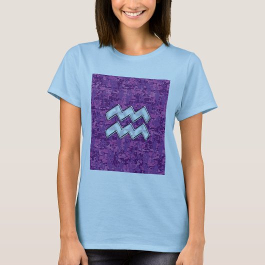 T-shirt Symbole Zodiaque Aquarius sur le camouflage numéri (Devant)