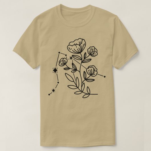 T-shirt Symbole Zodiaque féminin Aquarius Fleurs Constella (Design devant)