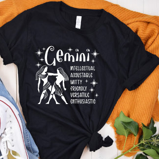 T-shirt Symbole Zodiaque Gemini Horoscope Personnalité Tra