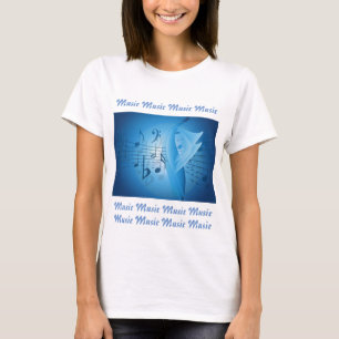 T-shirt symboles de musique et notes blanches