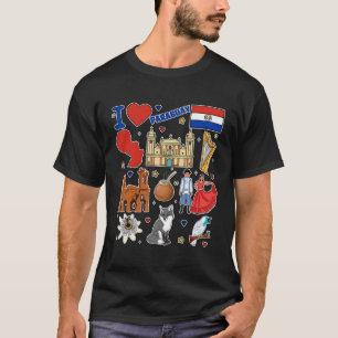 T-shirt Symboles dessinés main paraguayenne Carte du Parag