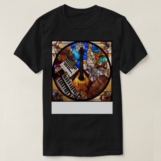 T-shirt Symboles Musicaux Dans Une Fenêtre En Verre Tiré 3 (Design devant)