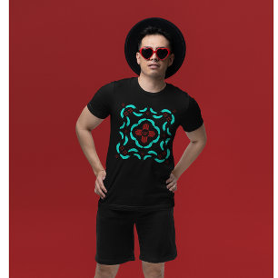 T-shirt Symboles Red Zia Nouveau-Mexique Plumes turquoise