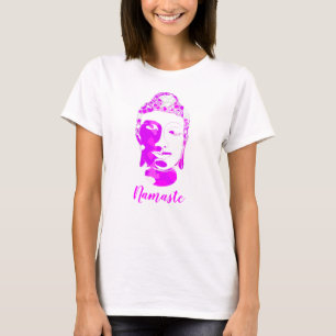 T-shirt Symétrie Spirituelle Rose et Blanc Bouddha dessiné
