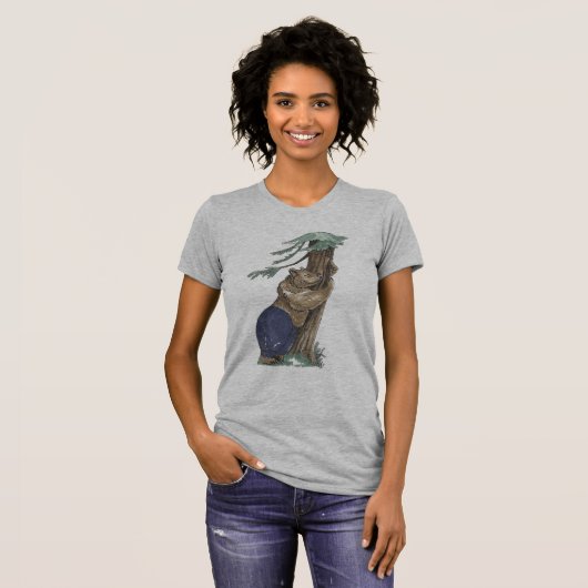 T-shirt Sympa Arbre Adorable Ours Accrochage (Devant entier)