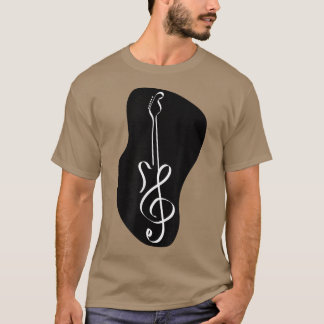 T-shirt Sympa Musique Note Guitare En FormeNoir Et Blanc