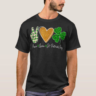 T-shirt Sympa Peace Sign Heart Shamrock Peace Love St Part