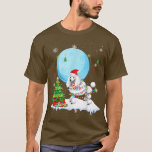 T-shirt Sympa Poodle de Noël Chien de Noël Lumière Amour T