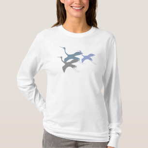 T-shirt Symphonie Skyward : Grue blanche bleu et gris