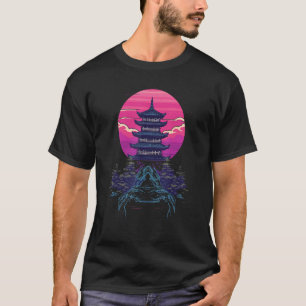 T-shirt Synth rétro Pagode Sunrise Silhouette