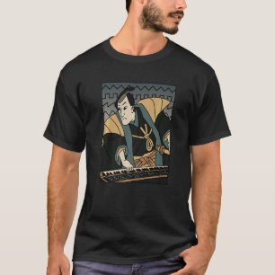 T-shirt Synth Techno Music Funny Samurai Synthétiseur Prem