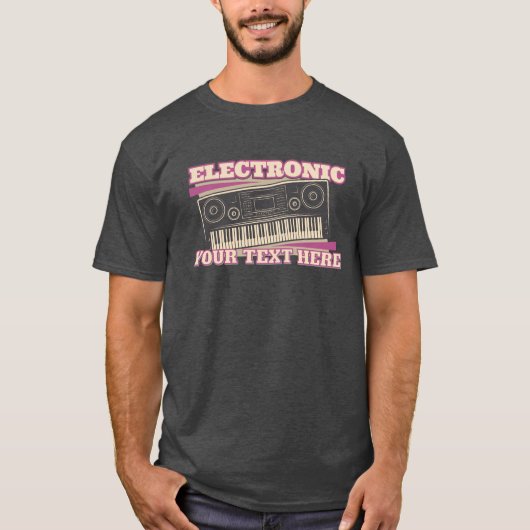 T-shirt synthétiseur électronique avec texte perso (Devant)