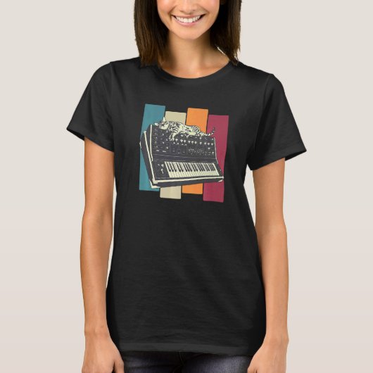 T-shirt Synthétiseur modulaire Clavier Synthétiseur Cat (Devant)