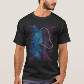 T-shirt Synthwave 80s Art Predator Wolf Retro Animal Vapor (Devant)