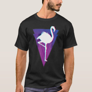 T-shirt Synthwave 80s Flamant rose tropical Animal Vapo ét