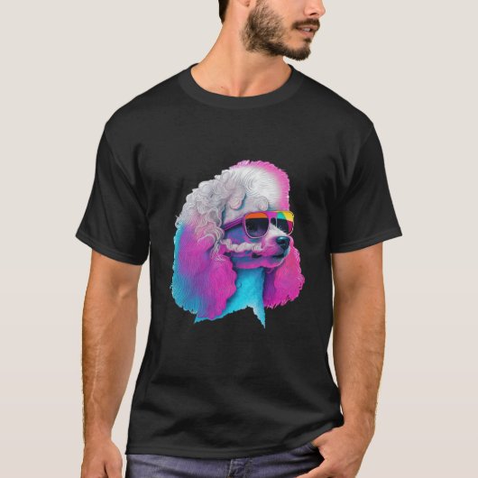 T-shirt Synthwave Caniche Esthétique Rétro-onde 80s 2 (Devant)