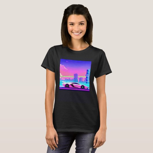 T-shirt Synthwave car outrun retrowave futuresynth sci fi  (Devant entier)