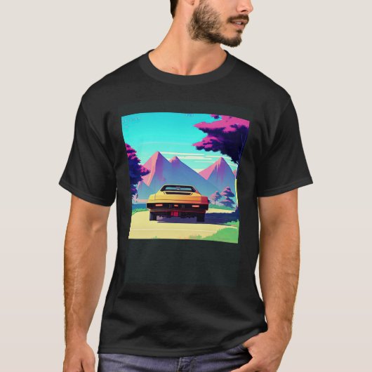 T-shirt Synthwave car outrun retrowave futuresynth sci fi (Devant)