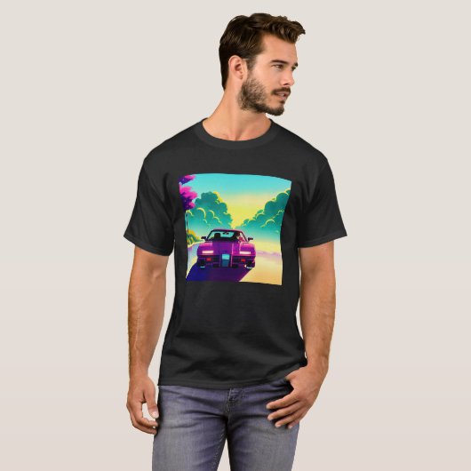 T-shirt Synthwave car outrun retrowave futuresynth sci fi  (Devant entier)