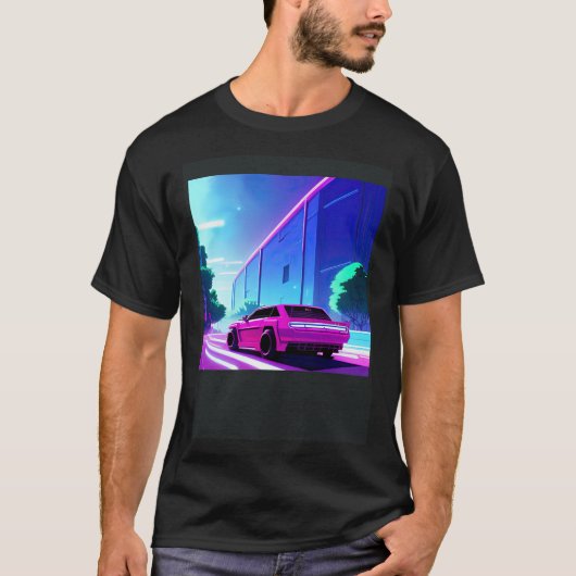 T-shirt Synthwave car outrun retrowave futuresynth sci fi  (Devant)