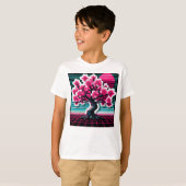 T-shirt Synthwave de l'arbre de fleurs de cerisier 803 (Devant entier)