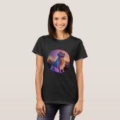 T-shirt Synthwave de retriever doré déglitché esthétique (Devant entier)