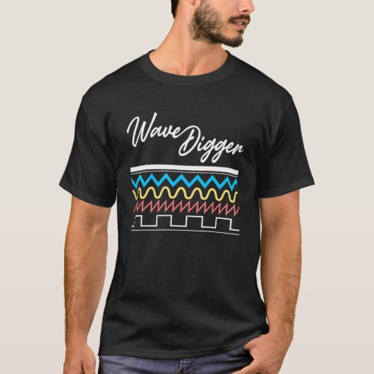 T-shirt Synthwave Digger Synthwave Waveform (Devant)