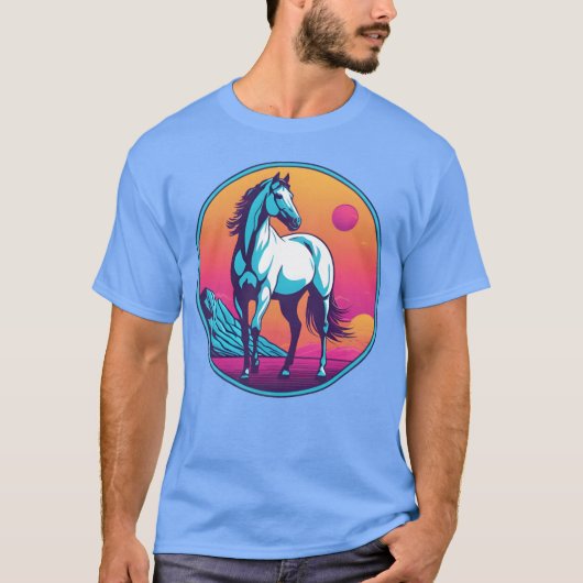 T-shirt Synthwave Horse fille (Devant)