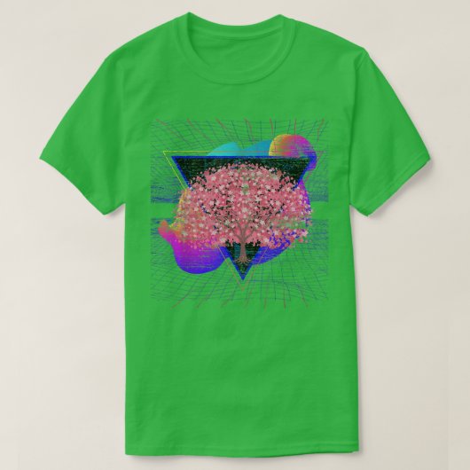 T-shirt Synthwave Japon Sakura Tree Vaporwave Cerisier Blo (Design devant)