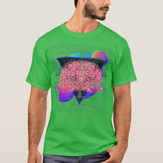 T-shirt Synthwave Japon Sakura Tree Vaporwave Cerisier Blo